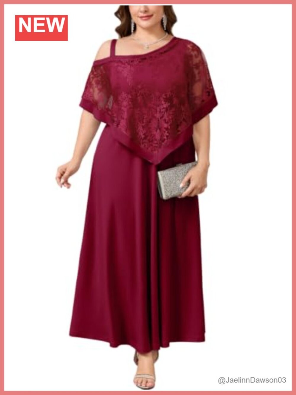 Sassique Plus Size Mother of Bride Floral Lace Asymmetric Cape Tea Length